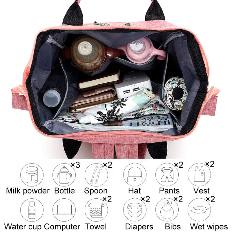 NEW Arrivals Outdoor Travel Nappy Backpack Diaper Bag Milk Bottle Storage Organizer Mummy Large Capacity Bags Mother Baby Multi-Function Waterproof Outdoor Travel Diaper Bags for Baby Care.