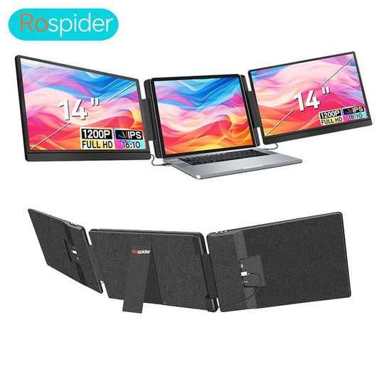 14" to 16" Inch 1080P-2560P Dual Screen Extender Display FHD IPS Triple Expandable Monitor High Definition for Laptop Productivity