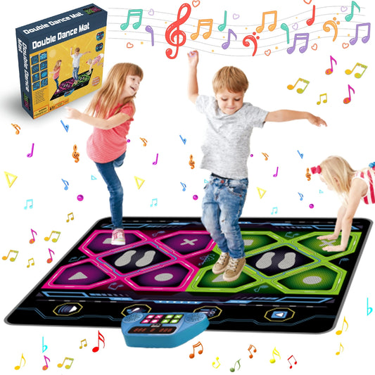 2-Player Kids Dance Mat Ages 3-12, Electronic Dance Pad for Girls & Boys, Perfect Family Dance Toy Gift for Birthday