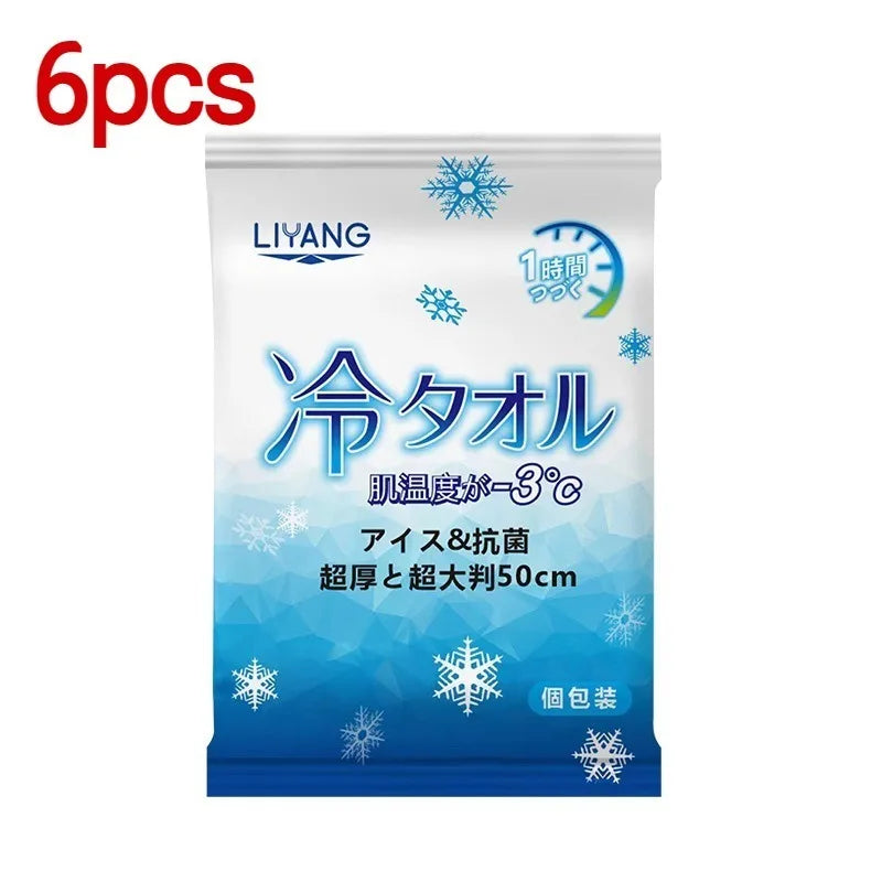 1/5/10/20/30/50 PCS Set Korean Extra Large Cooling Wet Towels Instant Ice Cold Refreshing Summer Portable Oversized Sweat Wipes for Adult Sports Cycling Running Outdoor Driving Hiking
