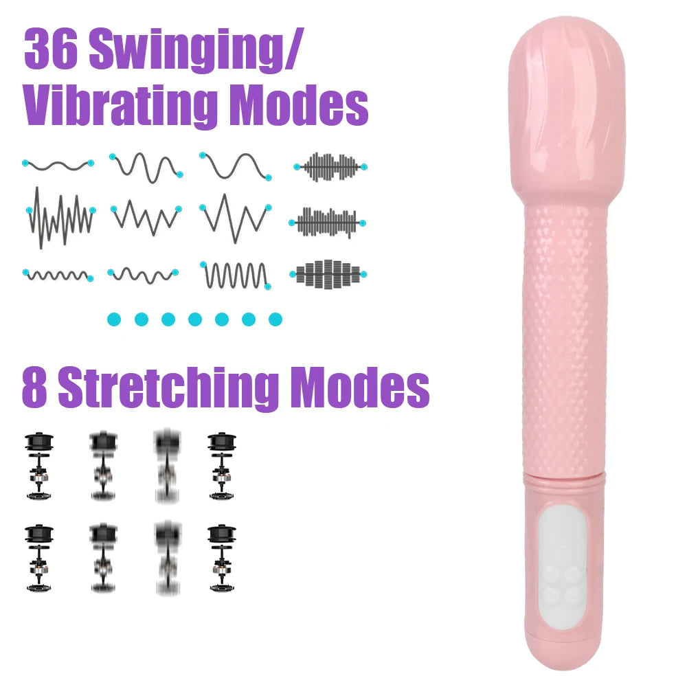 27cm Magic Wand Automatic Stretch Swing Vibrator For Women Nipple Clit Stimulator Vaginal Anal Plug Sex Toys Female Masturbator