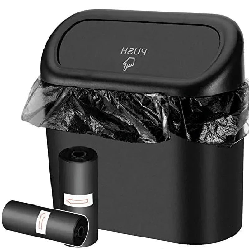 NEW Blue/White Color Car Trash Can (with Lid) Contains 60 (300) Garbage Bags, Small Car Trash Can, Leak-Proof Mini Car Cleaning Accessories
