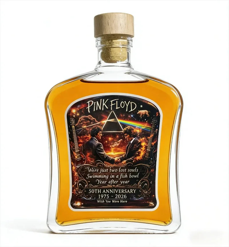 PINK FLOYD Tribute Whiskey Liquor Alcohol Decanter, 50th Anniversary Wish You Were Here Design Liquor Bottle, Premium Gift for Rock Music Lovers Home Pubs Bar Night Club Hotels Barware Supplies
