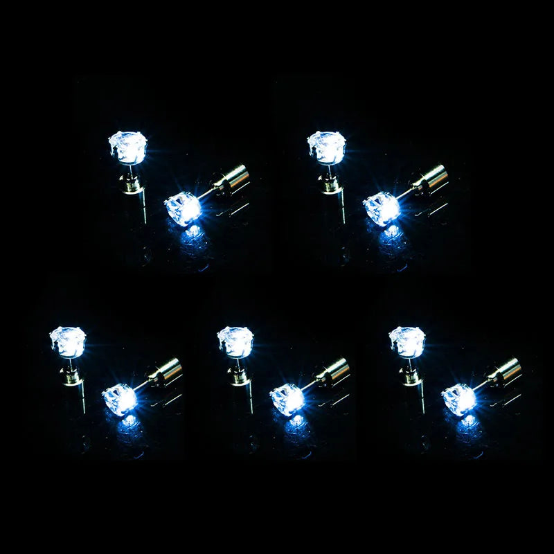 2/5 Pair LED Earring Rave Festival Party Bar Night Club Glowing Earring + Hair Ties Girl Women Ear Accessories Light Up Bling Ear Stud Gogo Dance Fashion Jewelry Accessory Sets