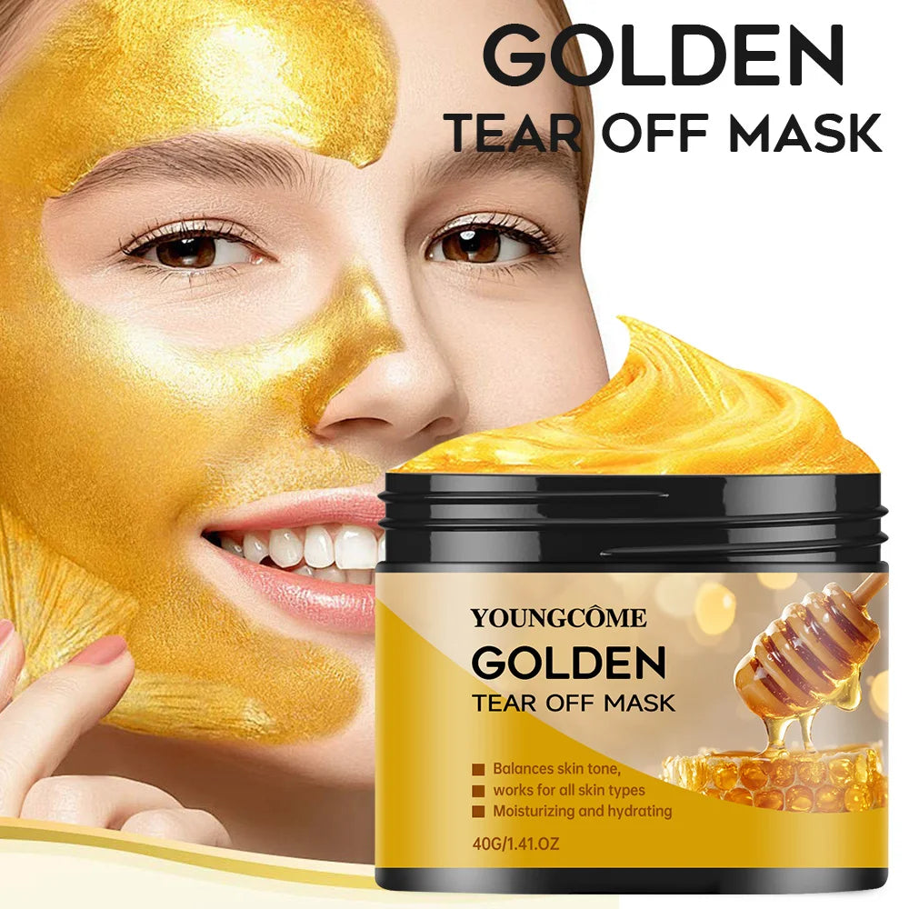 70g Facial Gold Textured Whitening Mask Blackhead Remover Whitening Face Mask Deep Cleansing Hyaluronic Acid Moisturizing Women Skin Care Supplies Korean Products