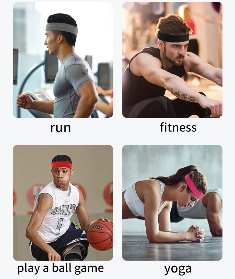 3PCS Set Men  Sports Headband Sweatband Stretch Elastic Outdoor Sport Sweat Headband Wristband Women Gym Running Tennis Headwrap