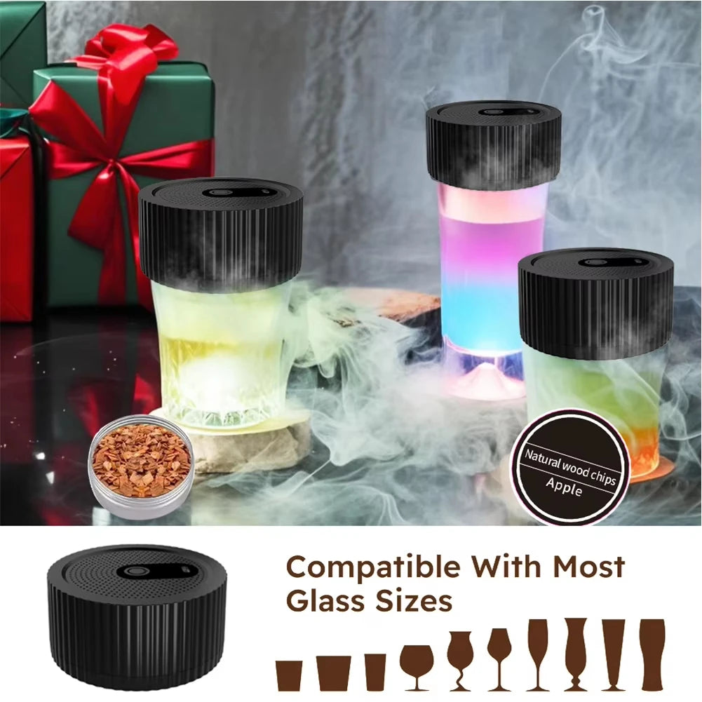 Whiskey Cocktail Smoke Set Infuser Electric Champagne Smoke Kit With 6 Wood Chips Rechargeable Cocktail Smoker Decanters Kit Customized Gift Home Bar Pubs Restaurants Supplies