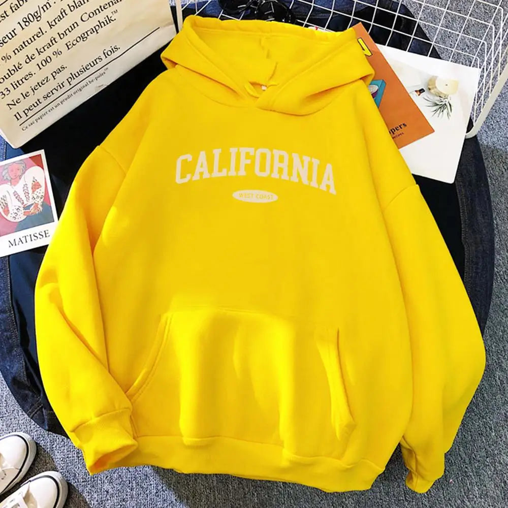 NEW Arrivals S-2XL 12 Colors California West Coast Design Women Hoody Hip Hop All-Match Streetwear Pocket Crewneck Clothes Fleece Comfortable Female Girls Casual Clothing Supplies