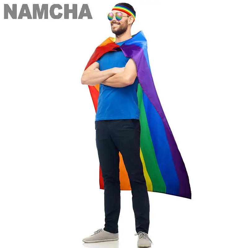 LGBT Rainbow Flag Cape Pride Month Cloak Shawl Hair Bands Bow Stretch Headbands Digital Printing Holiday Party Supplies