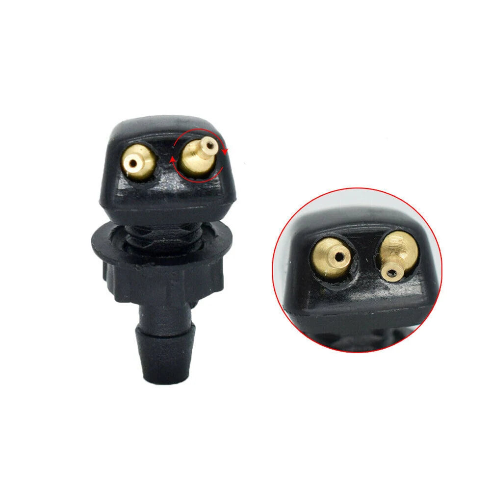 2Pcs Car Windshield Wiper Washer Spray Nozzle Fits Most Car Models Car Dual Holes Windshield Washer Nozzle Wiper Water Spray Jet