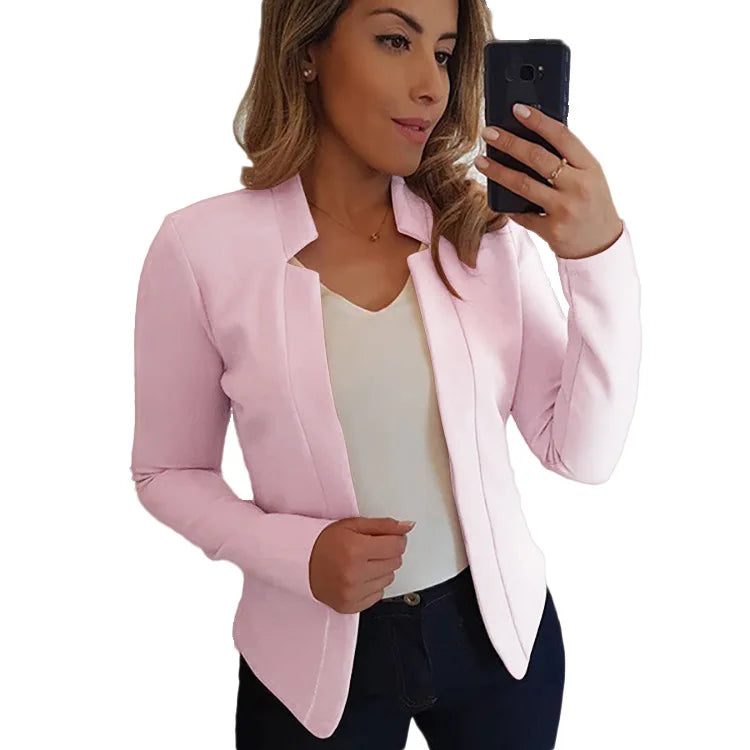 S-3XL UK Plus Size Multi-Colors Women's Clothing New Autumn Winter Spring Blazer Fashion Versatile Long Sleeved Open Collar Casual Suit Jacket Top Blazers Suits