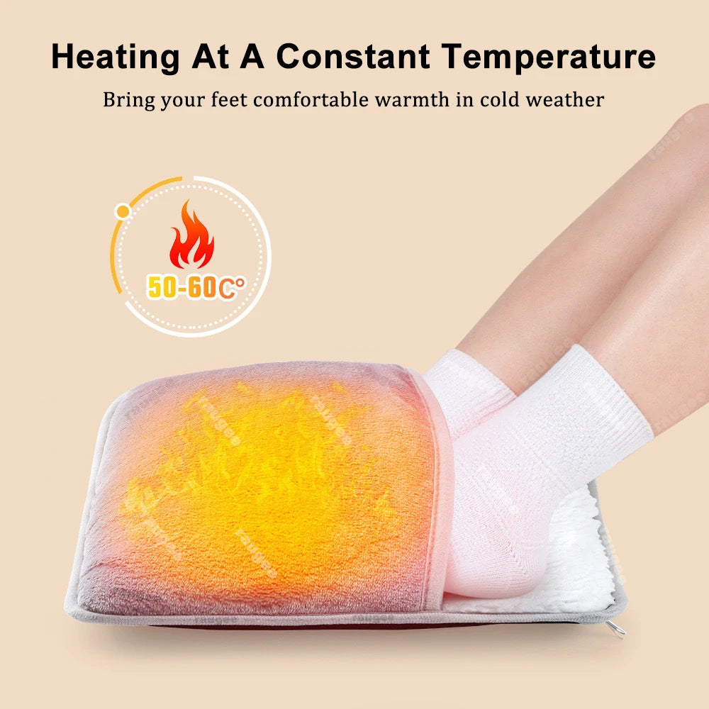Foot Warmer USB Foot Heater Thermal Foot Pain Relief Blood Circulation Heating Pad Soft Plush Warm Foot Cover Electric Heating Feet Warmer for Home Bedroom Living Room Use Health Care Supplies