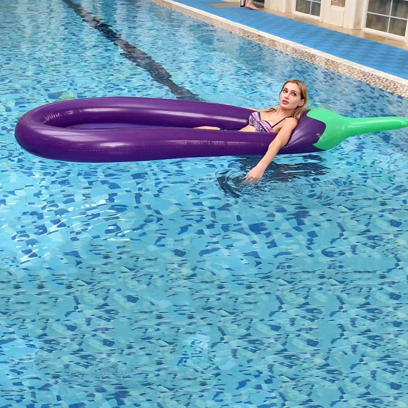 NEW Arrivals 250cm Pool Inflatable Float Eggplant Lounge Chair Shape Mattress Swimming for Adult Tube Raft Kid Swimming Ring Summer Water Bed Swimming Accessories