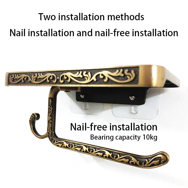 White Toilet Paper Holder Bathroom Multifunctional Storage Rack Punch-free Roll Paper Holder Antique Tissue Holder with Hook