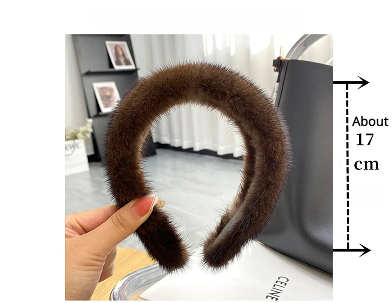 10 Colors Hot Sale Women Luxury winter 100% Real Mink Fur Headbands High Quality Real Fur Hair Band Lady Fashion Hair Hoop Furry Gift