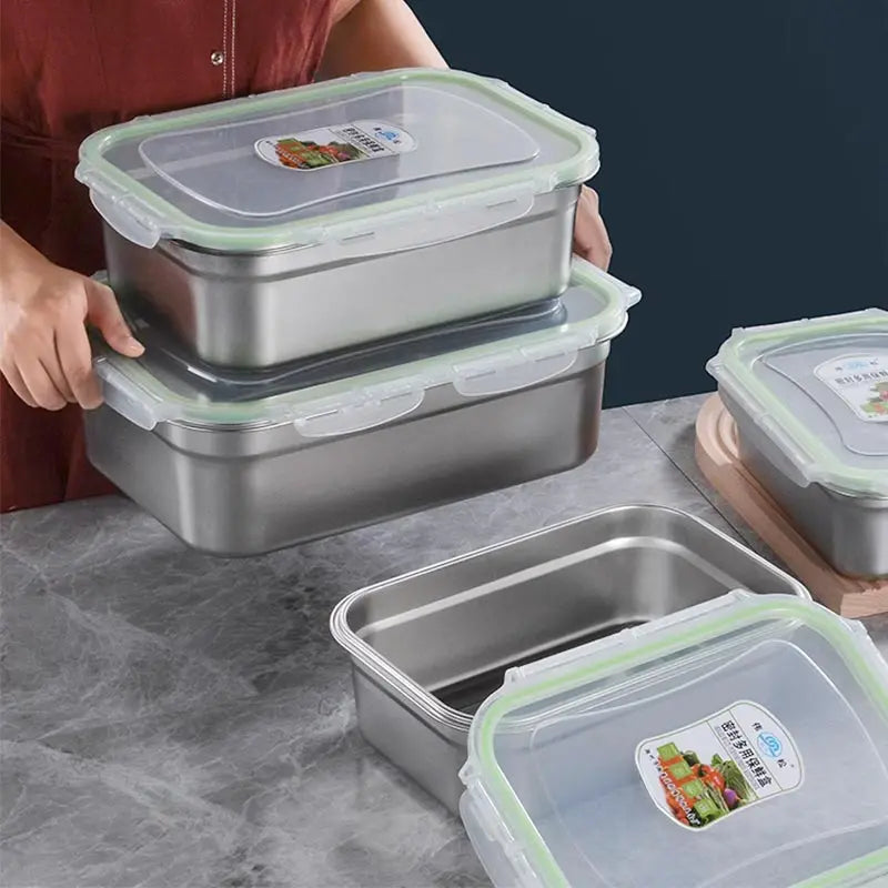 304 Stainless Steel Thermal  Insulation 100/1600/2500/3500/5300ml Top Quality Lunch Box Student Worker Portable Leak-Proof Fresh-keeping Sealed Box Food Storage Picnic Camping Barbeque Box Kitchenware Tools