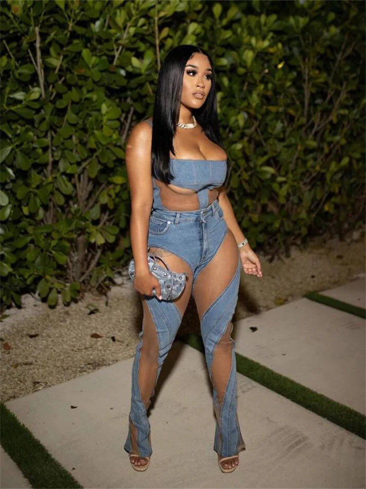 New Arrivals Y2K Clothes Streetwear S-2XL  Jeans Elastic Pants Women Casual High Waist Design Casual Denim Blue Patchwork Trousers Pants Female Girls Casual Fashion Apparel Supplies