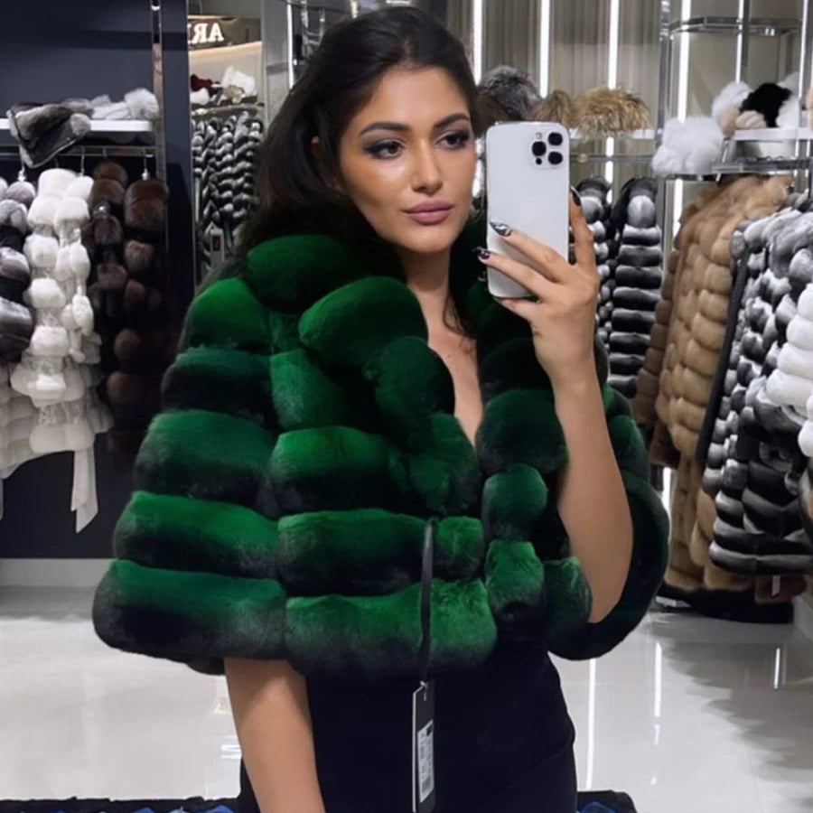 NEW Arrivals XS-4XL 6 Colors Winter Real Rabbit Fur Coat Women Real Fur Coat Female Luxury Natural Rabbit Fur Coat Best Selling High Quality Chinchilla Colors Girls Winter Fashion Clothing Supplies