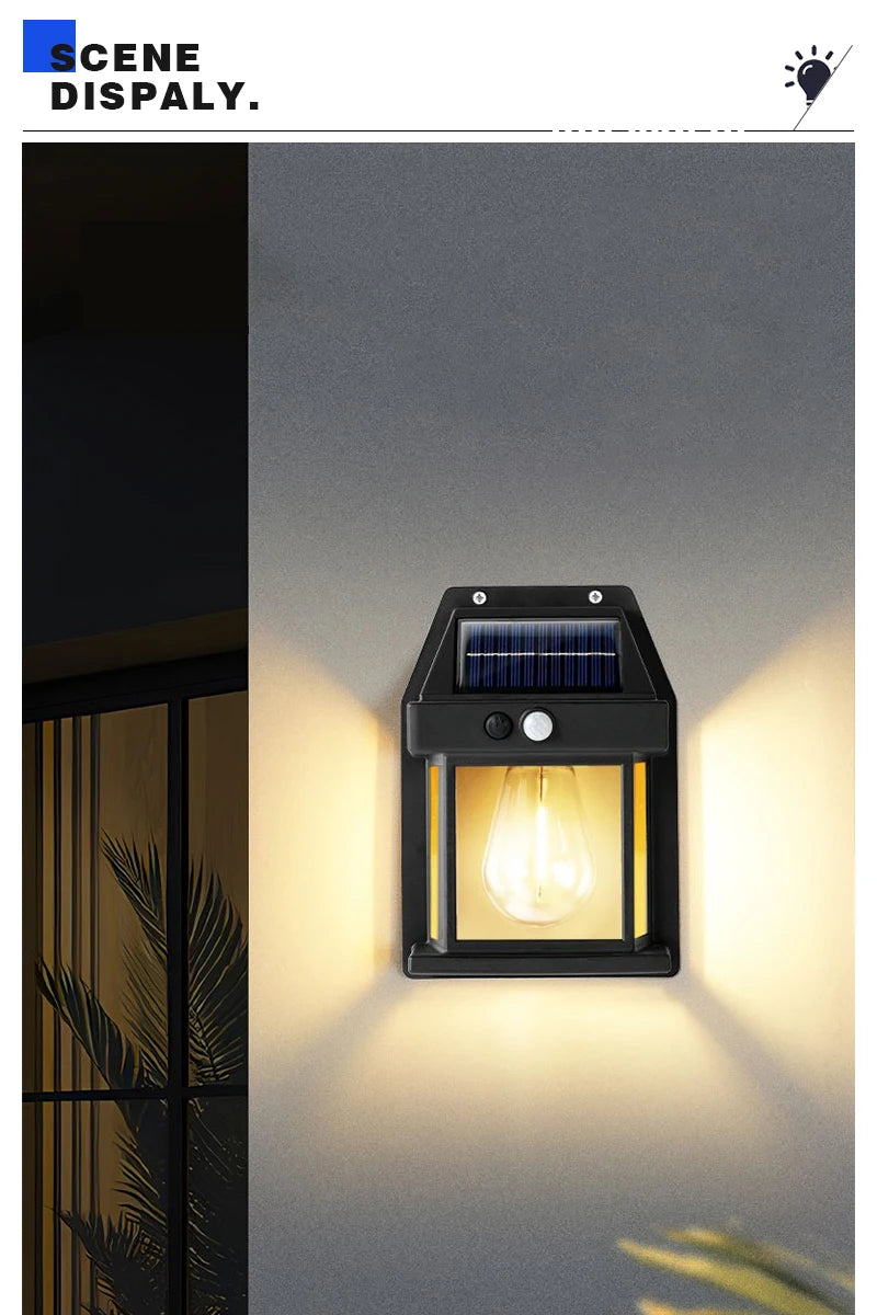 4 PCS Set LED Solar Tungsten  Light Outdoor IP65 Waterproof Lamp Motion Sensor Wall Lamp Garden Porch Path Courtyard Decoration Lighting