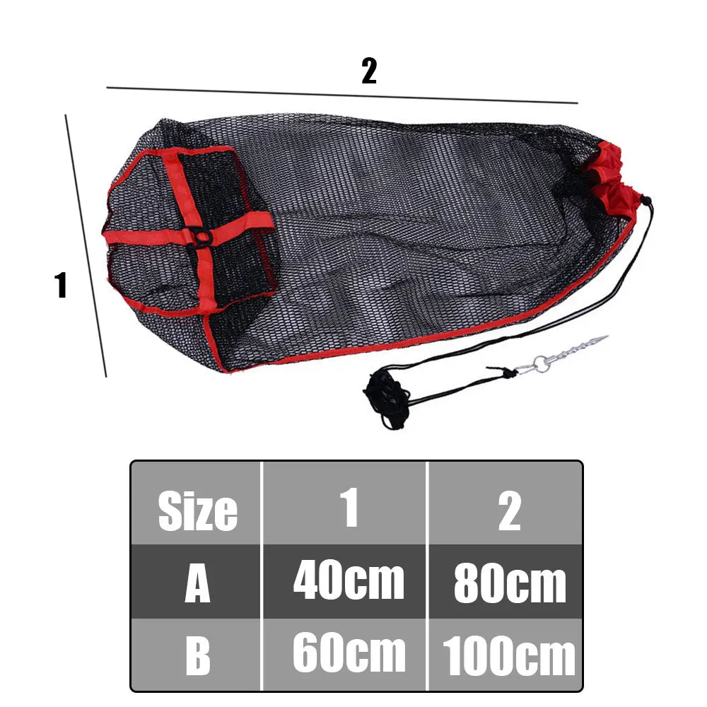 Fishing Mesh Bag Folding Fishing Gear Thickening Small Grid Nets Live Fish Nets Bag Bundle Mouth Net Bag Fishing Supplies
