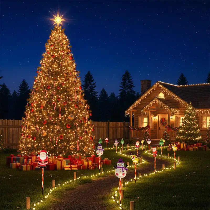NEW 6PCS/lot Solar-Powered Christmas Lawn Lights Santa Tree & Reindeer Designs for Outdoor Decor Waterproof Garden Lights Holiday