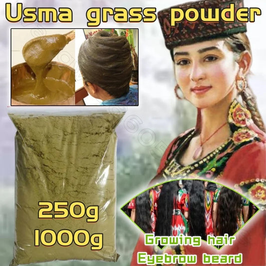 1000g  Natural Pure from Uzbekistan Grass Powder  Hair Coloring Nourishes Hair Roots, Hairline, Thick Eyebrows, Beard Growth Women Men Hair Care Supplies