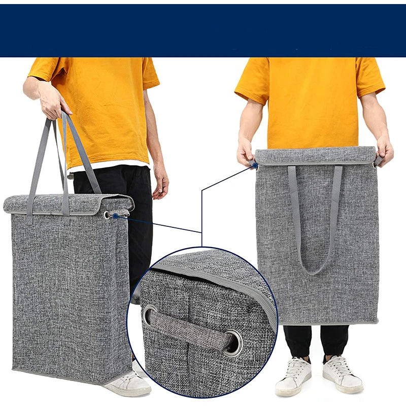 45L Thin Laundry Basket with Cover, Narrow Hand, Fine Hand, Dirty Laundry Basket, Bedroom, Kindergarten, Whole Basket Storage