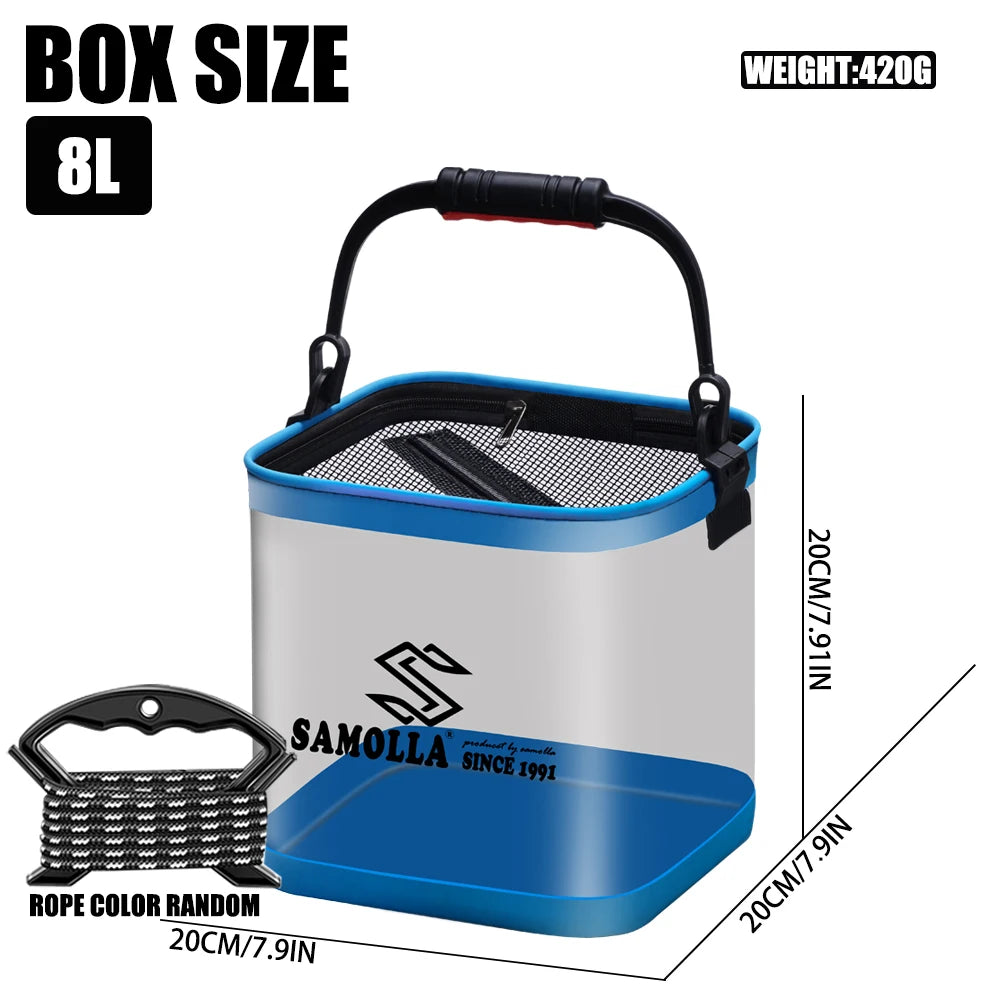 14L Transparent Fishing Bucket Portable Folding Storage Box EVA Live Fish Bag Folding Fishing Bucket