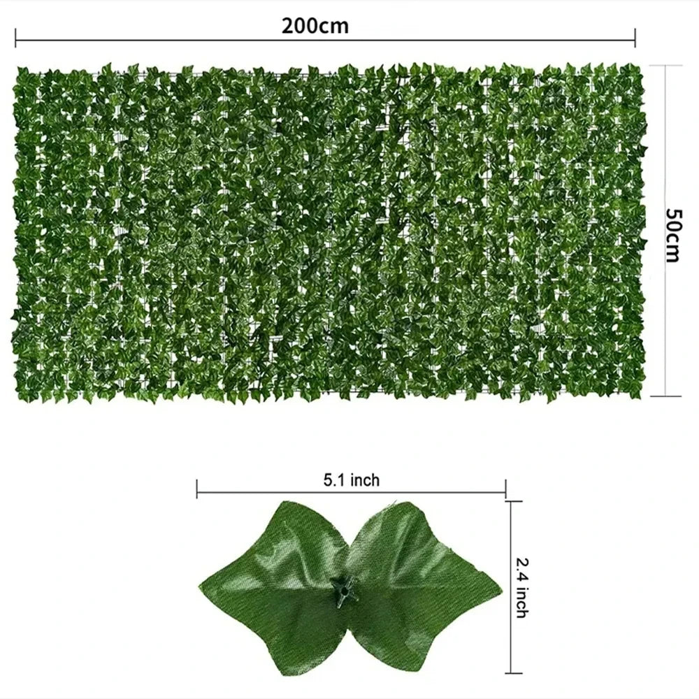 50X100cm Artificial Ivy Hedge Green Leaf Fence Panels Faux Privacy Fence Screen for Home Outdoor Garden Balcony Decoration