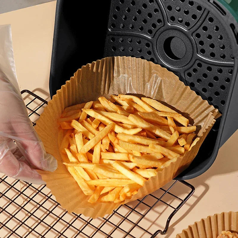 Round Air Fryer Paper Disposable Non-Stick Air Fryer Baking Papers Microwave Oven Pot Oil Absorbing Basket Kitchen Accessories