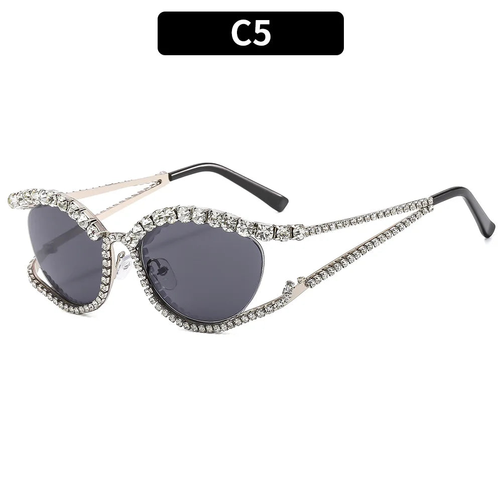 High Quality Brand Designer Rhinestone Sunglasses For Women Luxury Brand Fashion Steampunk Men Eyeglasses Party Beach Shades Accessory Eyewear Supplies