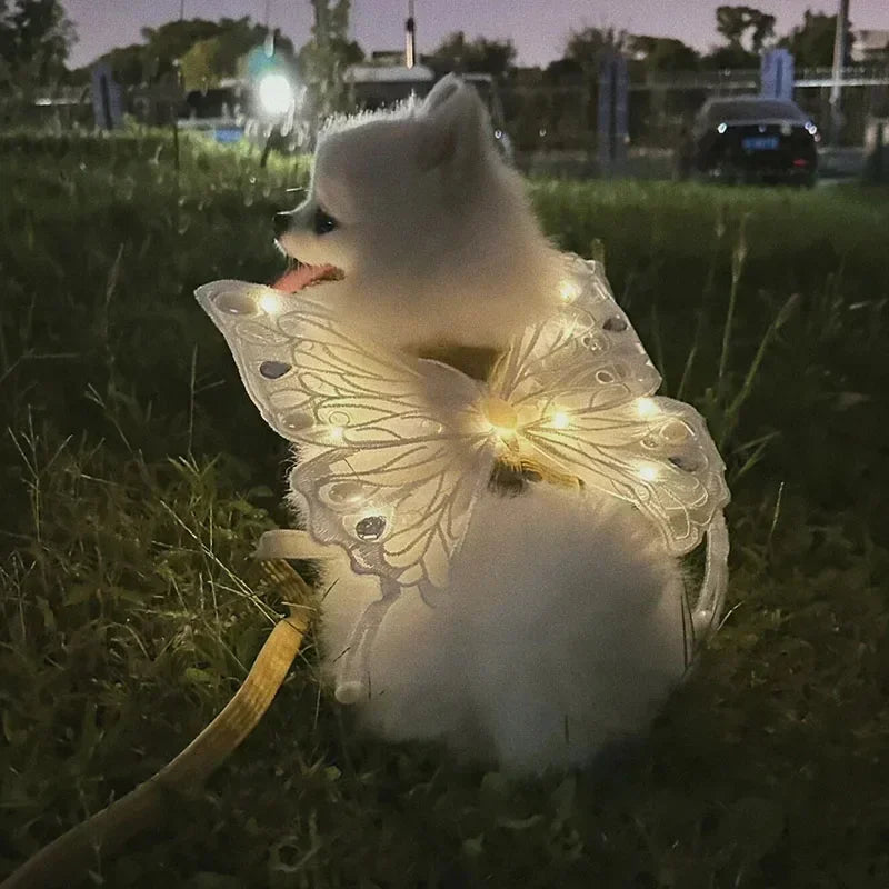 Dog Wings Glowing Butterfly Back Decoration Puppy Summer Clothes Chest Back Decoration Small Dog Pomeranian Teddy Big Bear