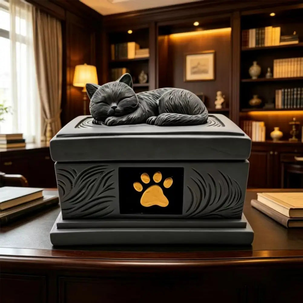 Pet Urn Sleeping Cat Pet Urn Memorial Cremation Keepsake Dog Cat Ash Holder Container Sympathy Gift for Pet Loss Remembrance