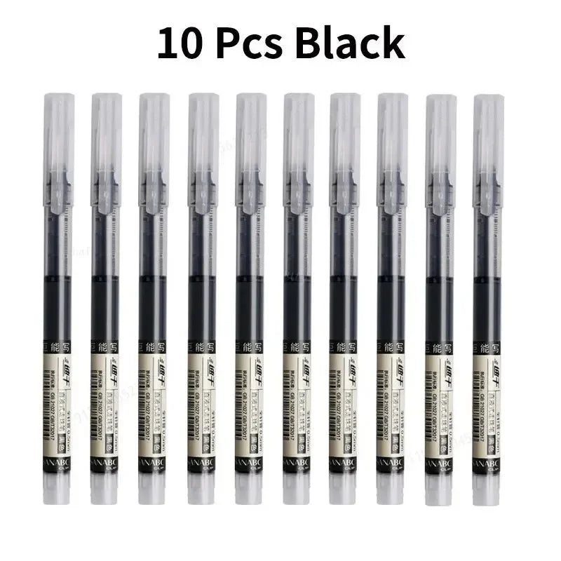 10Pcs/Set High Quality Needle Type Professional Gel Pens Straight Liquid Ballpoint Pen Kawaii Stationery School Office Supplies Writing Accessories