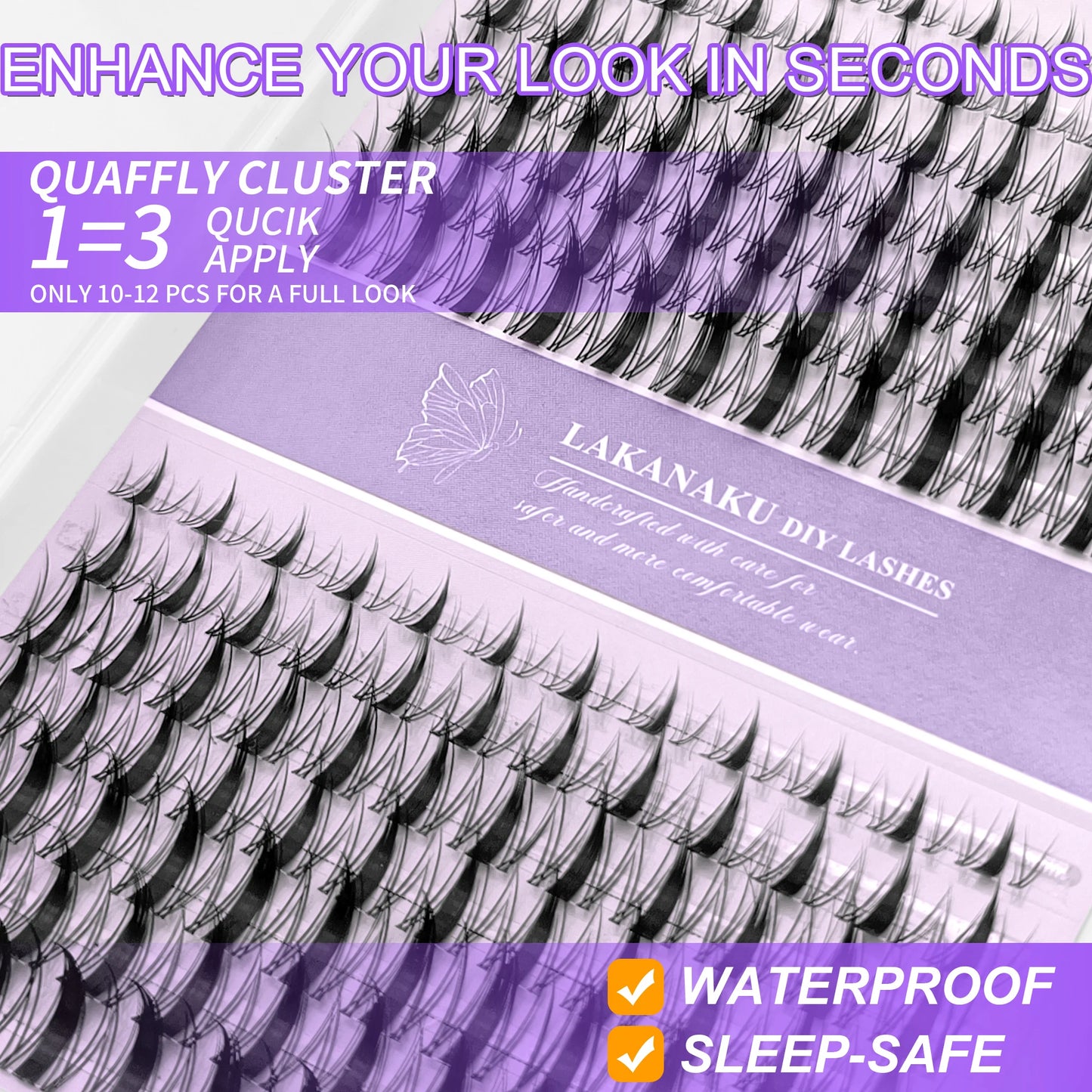 NEW  168 Fans Dry Cluster Lashes Cat Eye Lashes Invisible Band Premium Mink Manga Lash Clusters Women Cosmetic Accessories