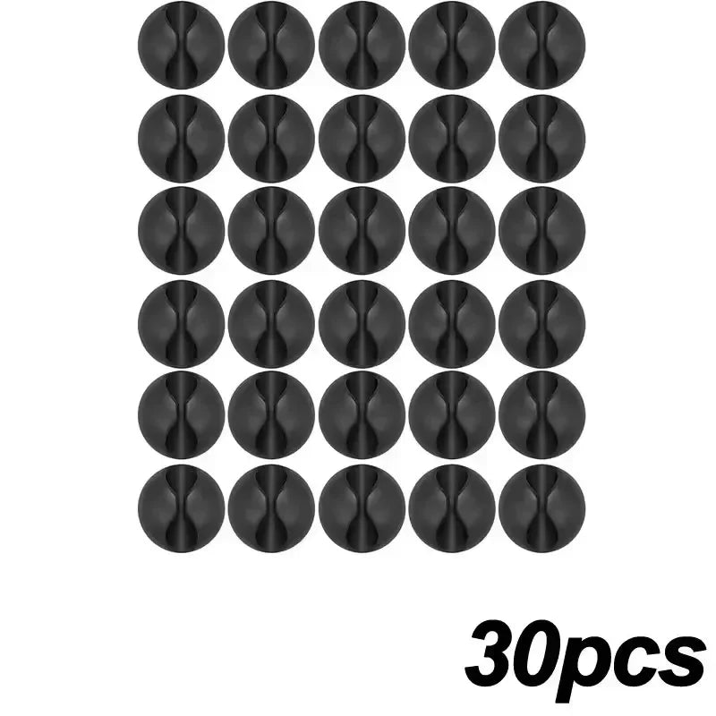 NEW 50PCS Set Cable Clip Winder Organizer Round Charger Cord Clips Desk Tidy Management Wire Adhesive Holder Clamp in Home Office Car