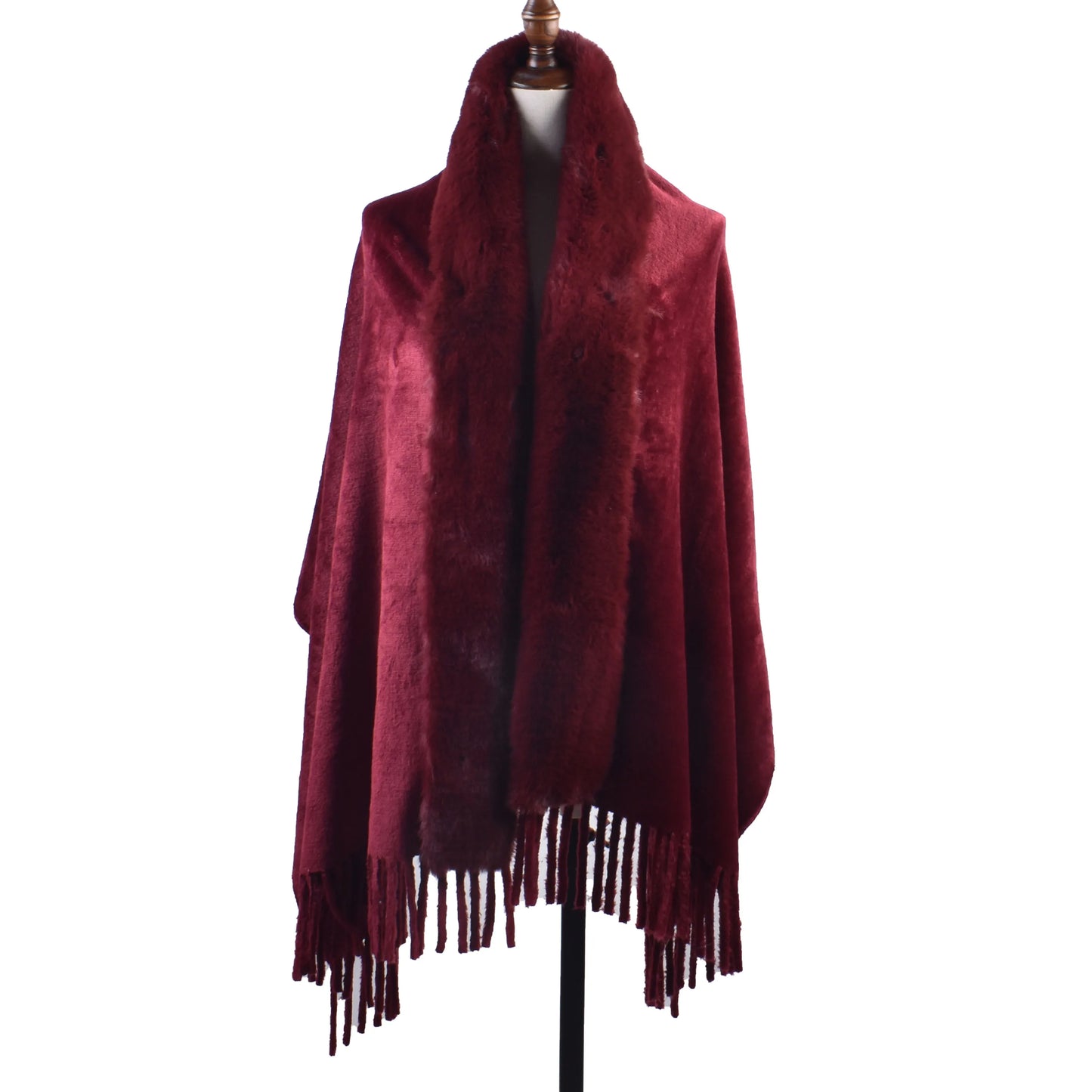 Winter New Solid Color Shawl Warm Women's Wool Neck Scarf Shawl Dual purpose Thickened Dress Shawl