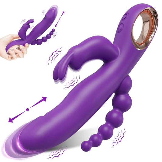 Rabbit Thrusting Vibrator for Woman 3 in 1 G Spot Clitoris Stimulator Vagina Massager Female Masturbator Backyard Anal Sex Toy