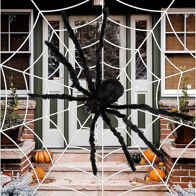 90cm/125cm/150cm/200cm Halloween Giant Black Plush Spider Decoration Haunted House Prop Indoor Outdoor Decor