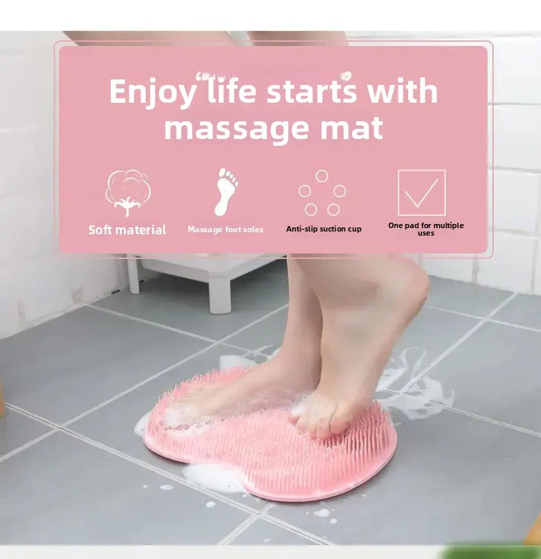 NEW Arrivals 5 Colors Lazy Person Back Scrubbing Bath Brush Silicone Massage Foot Cleaning Wall Mounted Back Rubbing Brush Bathroom Accessories