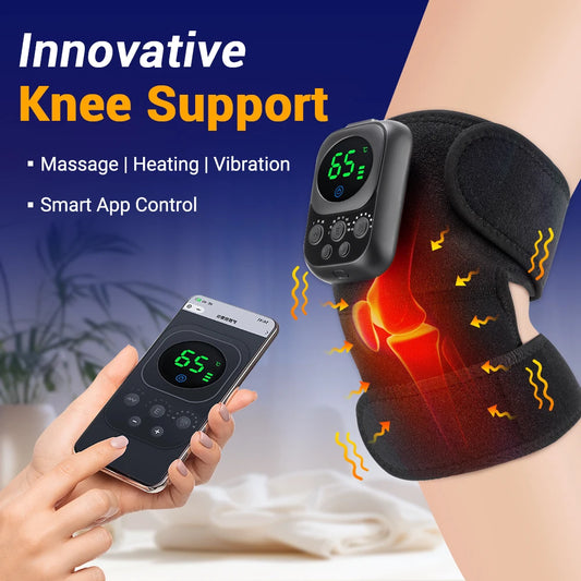 NEW Arrivals Wireless Control Heating Vibration Knee Pad Detachable Black With A Maximum Battery Life Of 10 Hours USB Rechargeable Health Care Supplies