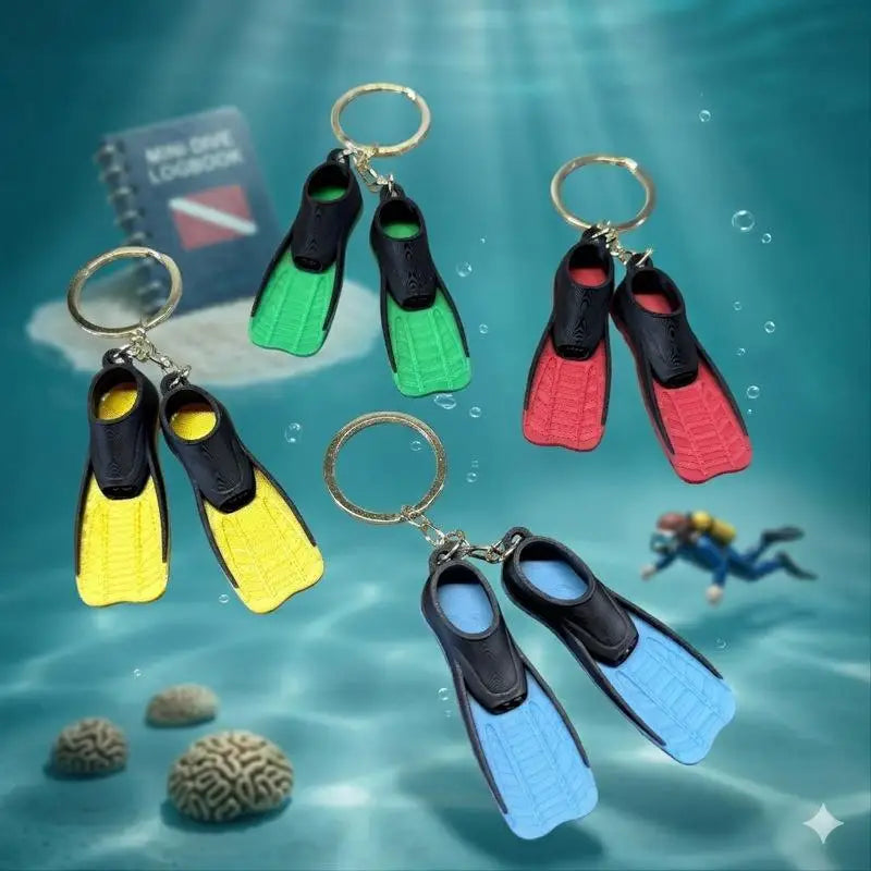 Realistic Diving Flipper Keychain Soft Silicone Key Ring Lightweight Decor Accessory for Diving Lovers Bag Car Key Water Sports Gifts