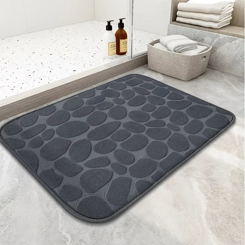 3D Memory Foam 40x60CM 50X80CM Thickened Bathroom Foot Massage Mat Fiber Carpet, Bathroom Kitchen Living Room Anti Slip Mat, Pebble Floor Mat, Household Non-Slip Entry Mat ﻿Bathroom Accessories