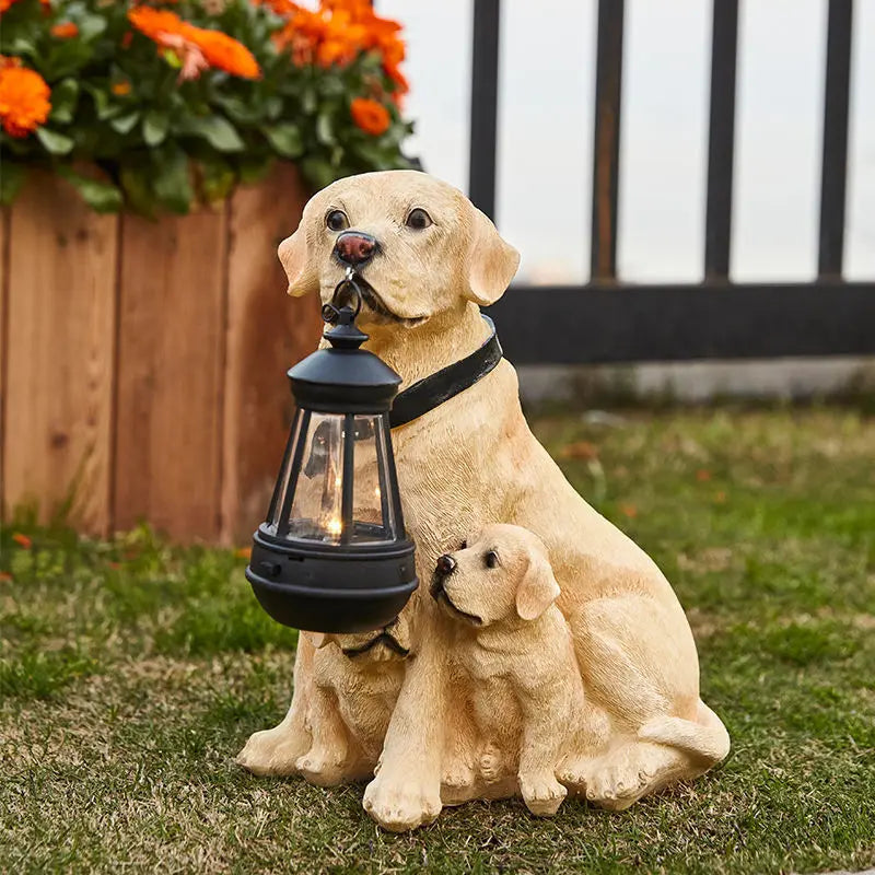 Solar Garden Decorative Light Lifelike Dogs Outdoor Lighting Resin Dog Statue Led Night Light For Pathway Yard Garden Decoration
