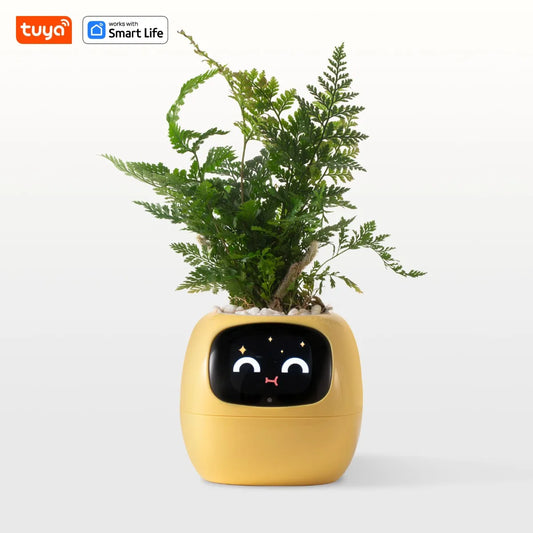 NEW Arrivals Yellow Wireless TUYA APP  Ivy Smart Planter, Endless Fun Over 49 Rich Expressions,7 Smart Sensors and AI Chips Make Raising and Growth  Plants Easy and Fun Gardening Supplies