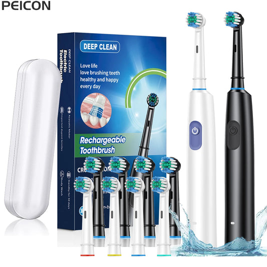 Electric Toothbrush Set Rotary Rechargeable Electric Toothbrush for Adults Rotating Electric Toothbrushes with 8 Soft Brush Heads