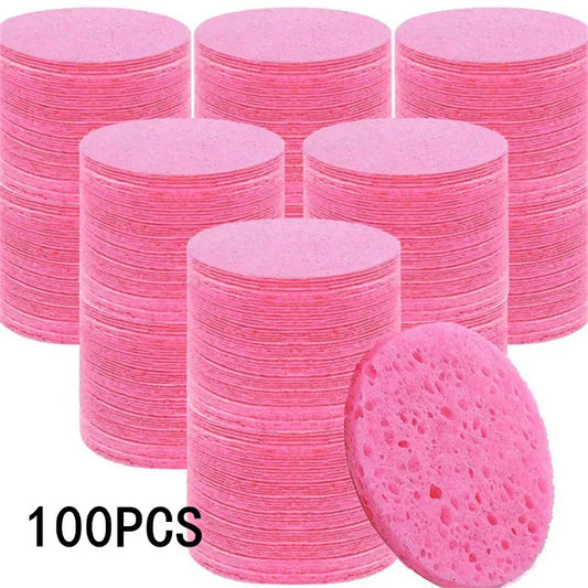 NEW Arrivals Reusable Round Facial Sponges Pad Set - 10/20/50/100PCS Natural Compressed Exfoliating Cleansing Pads for Face Cosmetic Puff Accessories