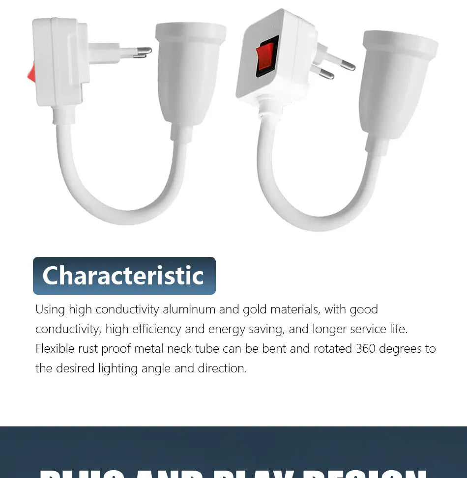 NEW Arrivals 5-10 PCS Set E27 Screw Socket Flexible Tube Lamp Holder, Bulb Holder for Wall Mounted Lamps, Rotatable European Style Plug with Switch Base for Home Living Room Bedroom