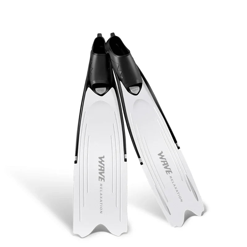 NEW Arrivals Black/White/Transparent 36-46 Size Plus Size Professional Freediving Long Fins Flippers - for Spearfishing, Snorkeling , Scuba Diving & Water Sports | PP+TPR with Anti-Skid