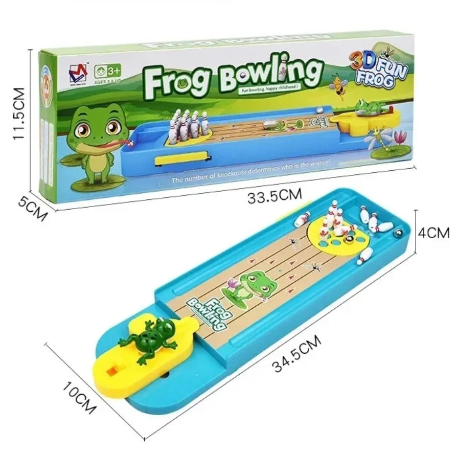 Children Mini Desktop Frog Bowling Game Toy Funny Indoor Parent-Child Interactive Table Sports Game Toy Bowling Educational Gift For Kids